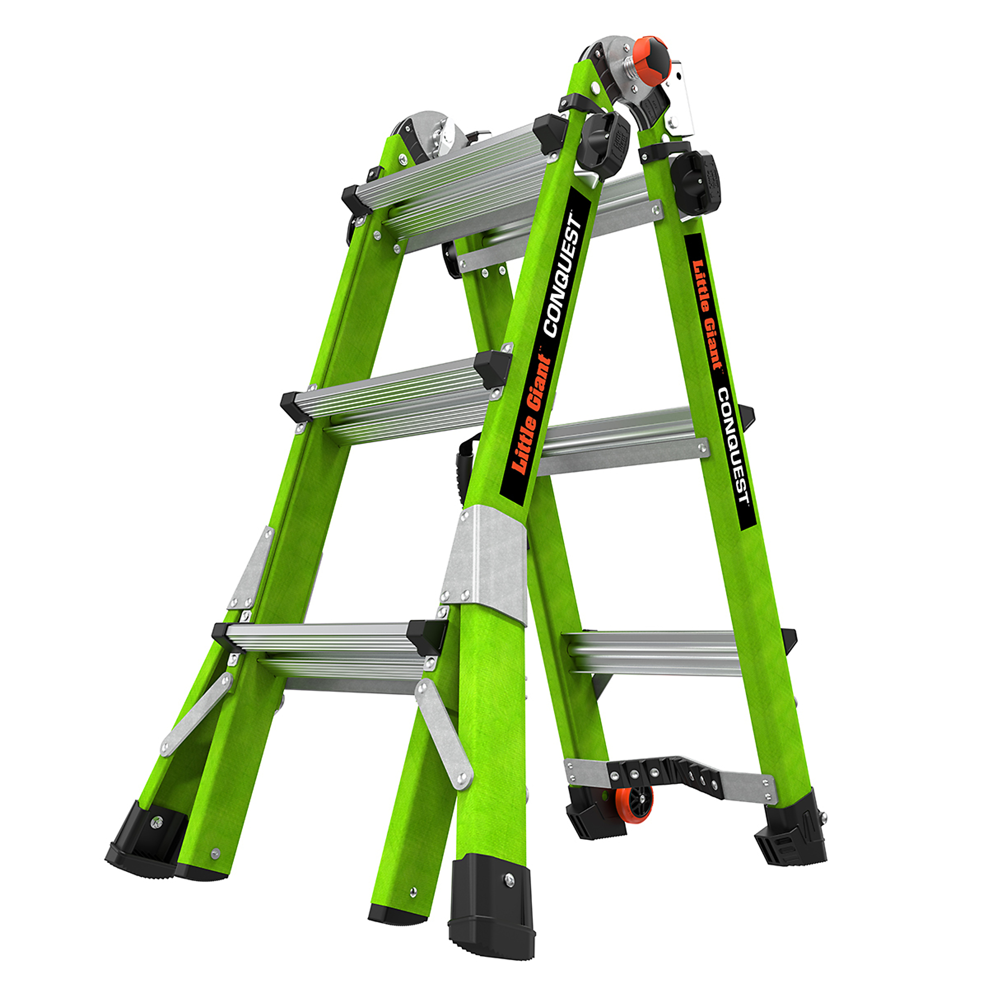 Little Giant Ladder, CONQUEST 13 375lb Fiberglass Articulate Ext Ladder, Height 13 ft, Capacity 300 lb, Material Fiberglass, Model# 17113-001